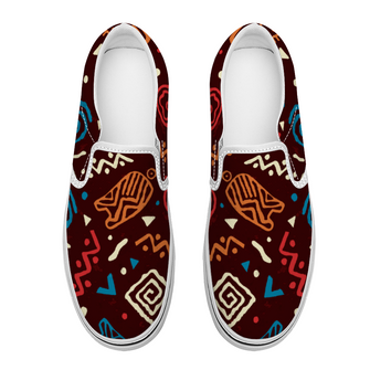 African Tribal Marron Unisex Slip On Shoes
